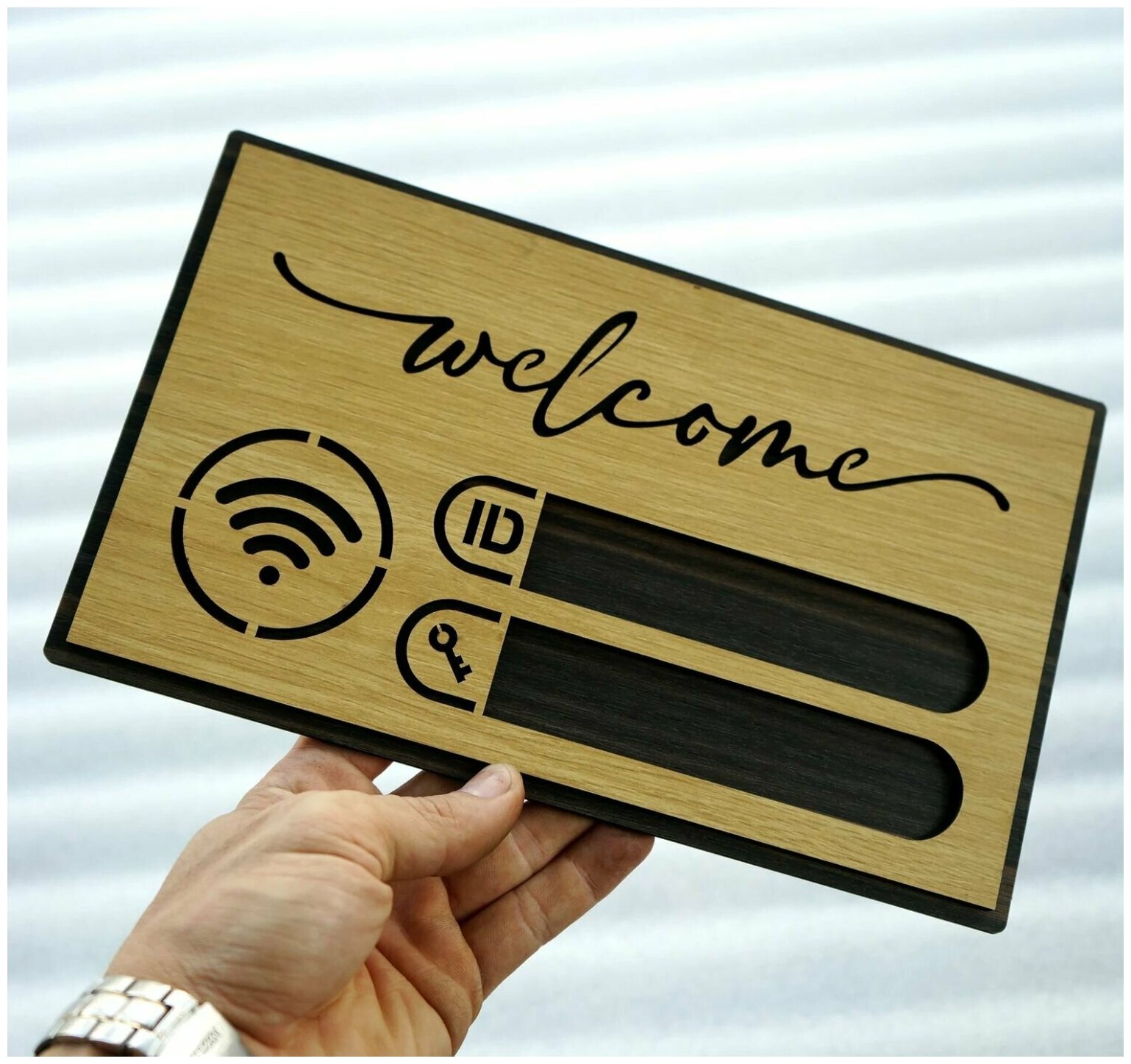 Табличка, символ указатель Вай Фай / Wi Fi с логином и паролем для офиса, заведения