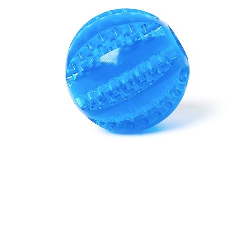 Жевательная игрушка мяч для собак Чистые клыки, Играй Гуляй, диаметр - 5 см, синий