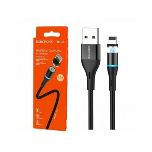 Магнитный кабель USB - Lightning 1.2м Borofone BU16 Skill - Черный кабель usb micro usb bu16 1 2m магнитный borofone красный