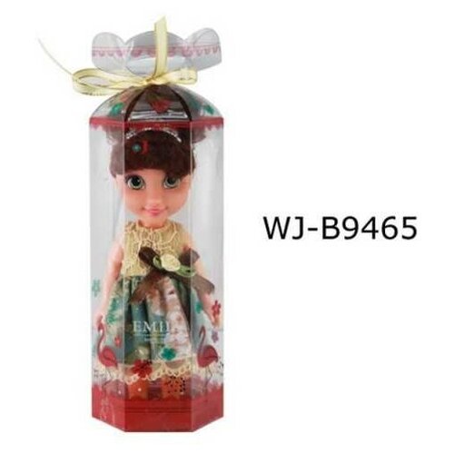 фото Кукла abtoys emily мини в прозрачной коробочке (темные волосы, двухцветное платье), 16,5см
