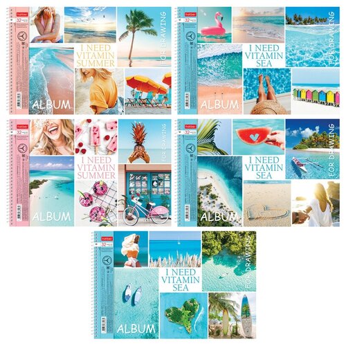 фото Набор альбомов для рисования hatber vitaminka, 20.5 х 29 см (a4), 100 г/м², 32 л. (5шт.)