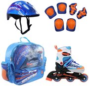 Набор роликовые коньки раздвижные SPORTER black, шлем, набор защиты, в сумке (XS: 27-30)