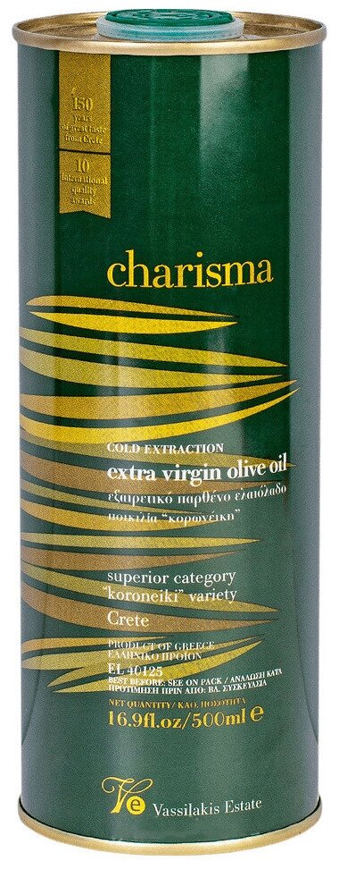 Оливковое масло Charisma, Восточный Крит, Греция, жестяная банка, 500мл