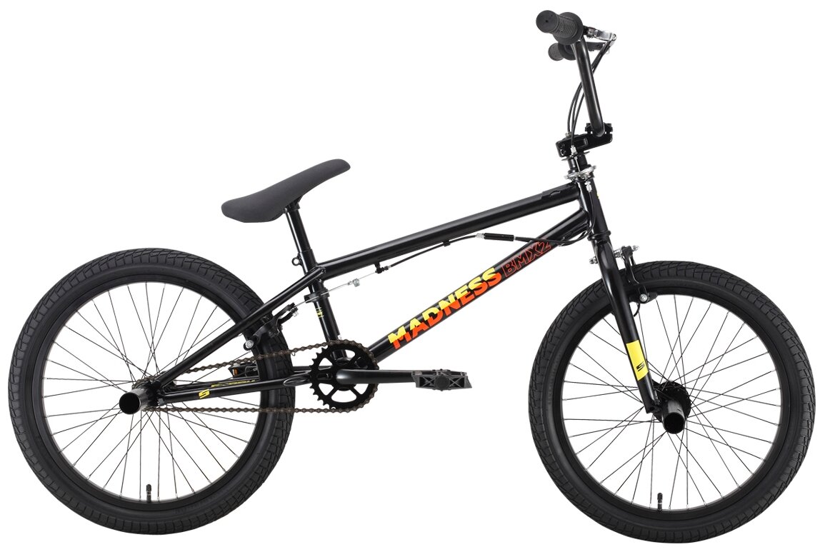 Велосипед STARK Madness BMX 2 (2022), BMX (взрослый), рама 9", колеса 20", черный/оранжевый, 12.5кг [hq-0005129]