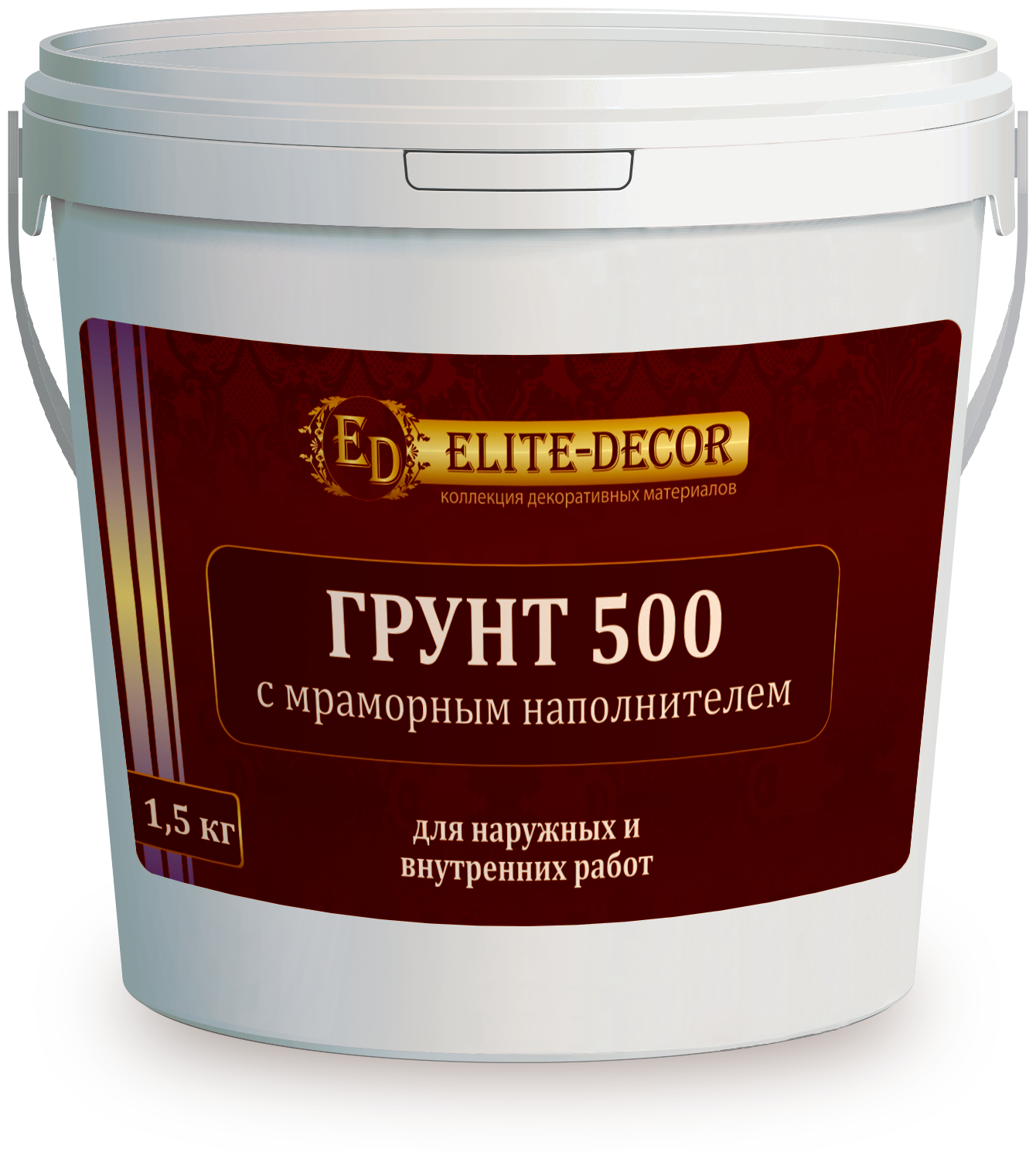 Грунтовка для стен 500 с мраморным наполнителем (1,5кг) ТМ "ELITE-DECOR"