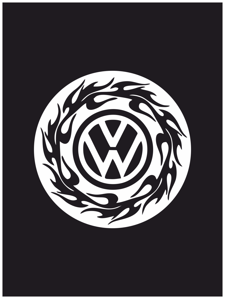 Наклейка на авто "Volksvagen flame - Фольцваген пламя" 15х15 см