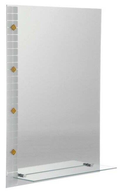 Зеркало «Ромб», с пескоструйной графикой, настенное, с полочкой, 45×60 см - фотография № 7