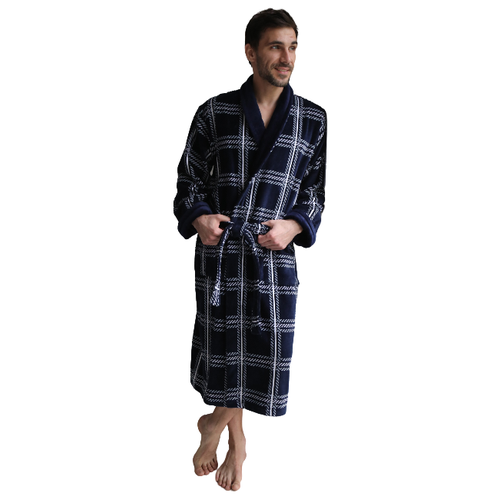фото Классический мужской халат cotton lux 5, five wien (цвет: синяя клетка, размер: 54-56)