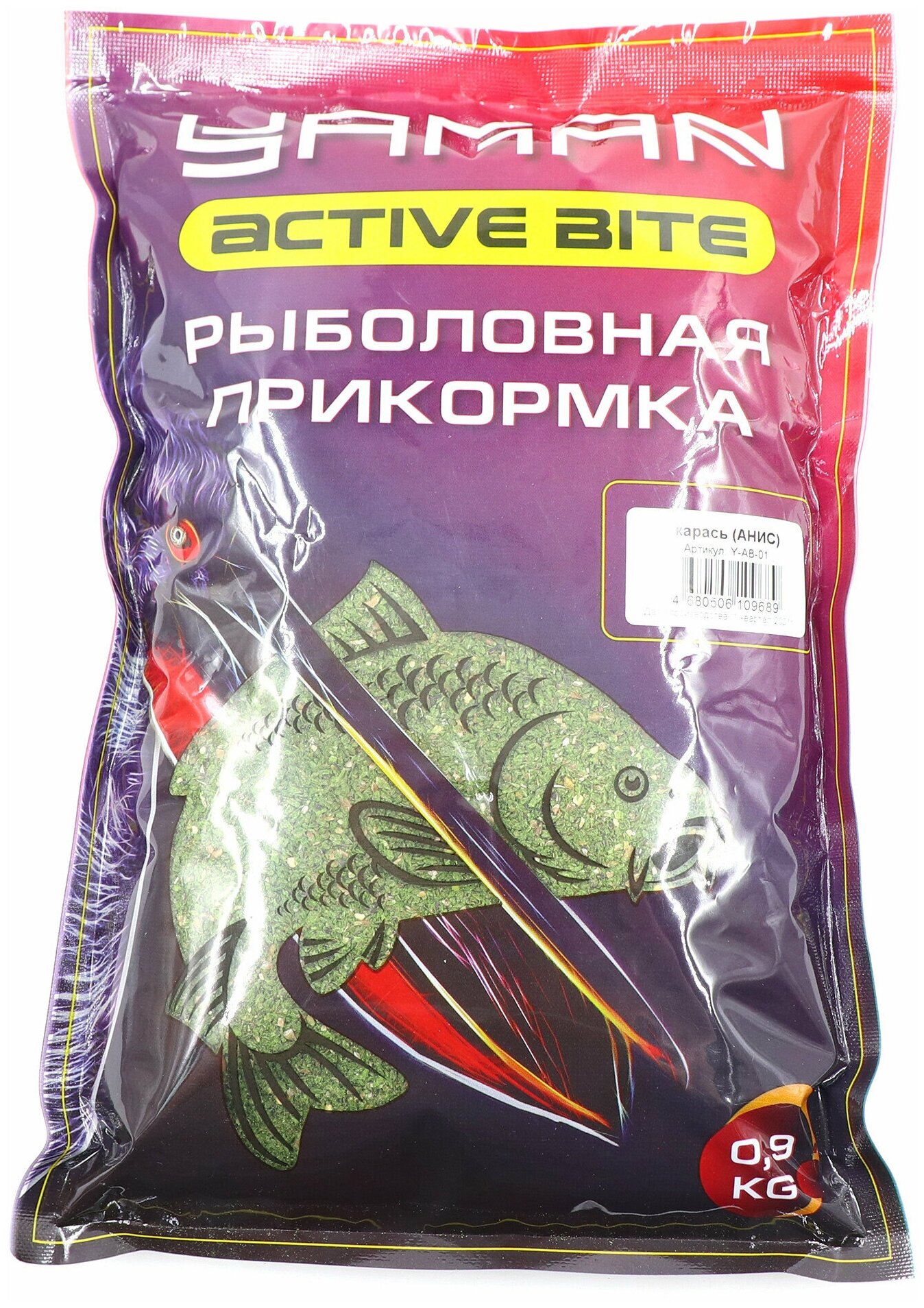 Прикормка Yaman Active Bite Карась (анис), цв. зелёный, 900 г