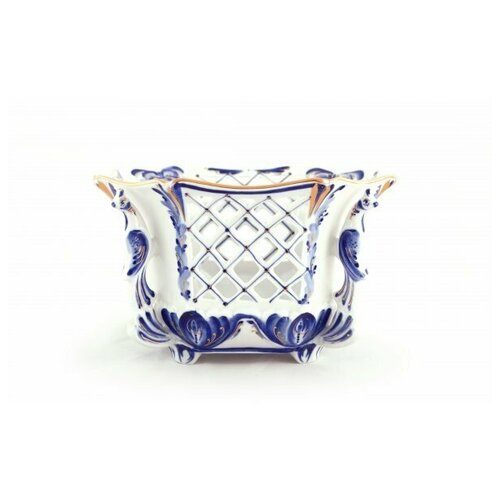 Конфетница. Гжельская мануфактура. Синяя птица Золото.