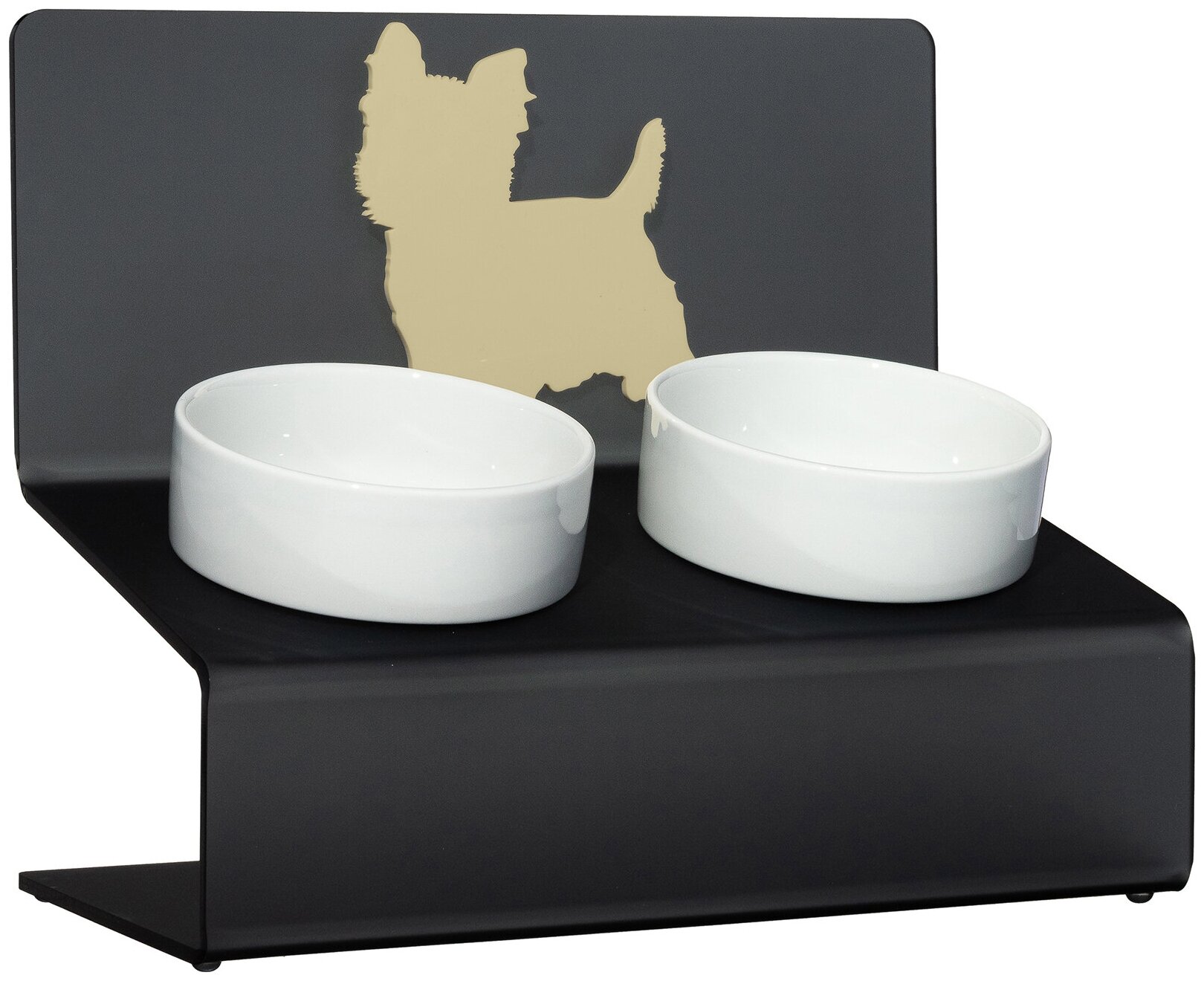 Миска для собак на подставке с наклоном Artmiska "Йорк" XS двойная 2x360 мл, графитовая
