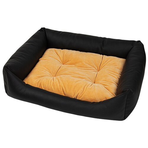 Лежак для собак и кошек Xody Люкс № 4 экокожа черный 80 х 70 х 22 см (1 шт)