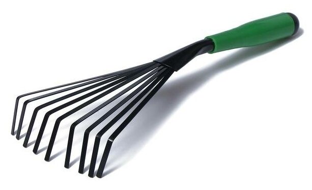 Greengo Грабли веерные, пластинчатые, длина 43 см, 9 зубцов, металл, пластиковая ручка - фотография № 1