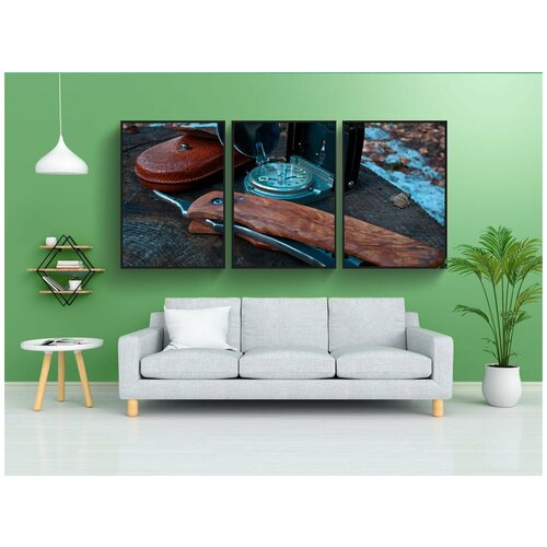 фото Набор модулных постеров для интерьера "зима, нож, компас" 60x90 см. в тубусе, без рамки lotsprints