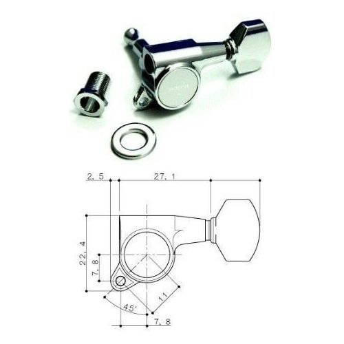 Gotoh SG381-MG-07-C-(L6) колки локовые c автозажимом, 6 в линию, цвет хром