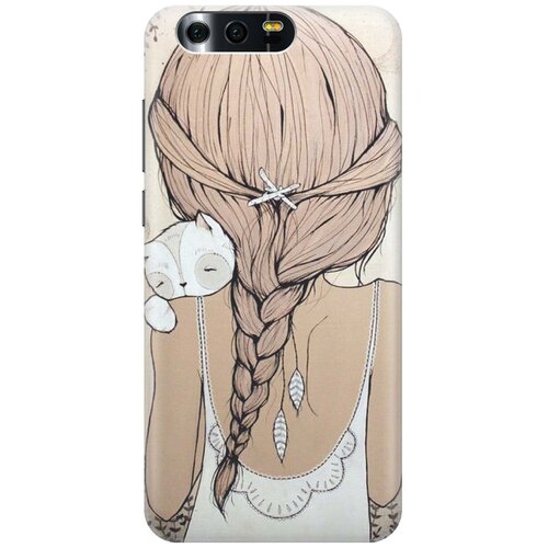 фото Re:paчехол - накладка artcolor для honor 9 с принтом "девочка в обнимку с котом"