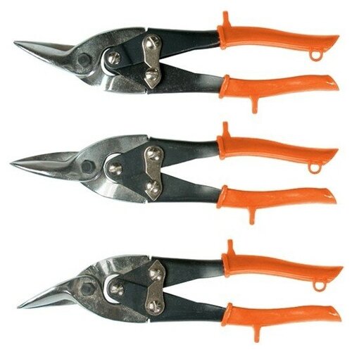 Ножницы по металлу 250мм обрезиненные ручки, 3шт (прямые, левые, правые) SPARTA