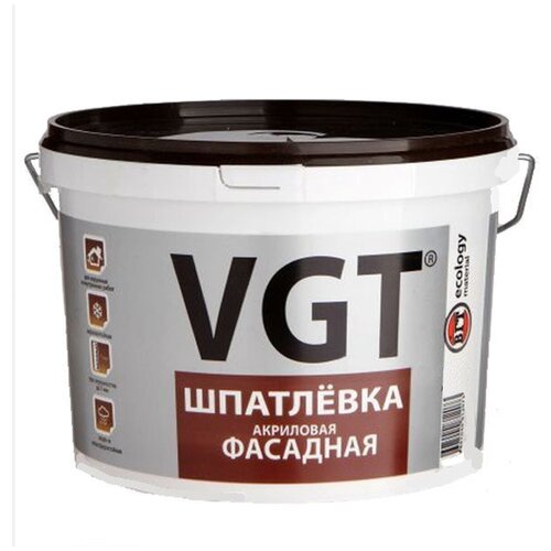 Фасадная акриловая шпатлёвка VGT Шпатлевка ВГТ фасад. 18кг шпатлевка vgt акриловая фасадная белый 7 5 кг