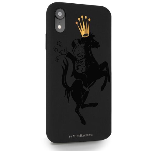 Черный силиконовый чехол MustHaveCase для iPhone XR Monopoly на коне для Айфон 10R Противоударный