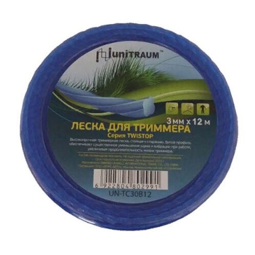 фото Леска для триммера unitraum un-tc30b12 3.00mm x 12m