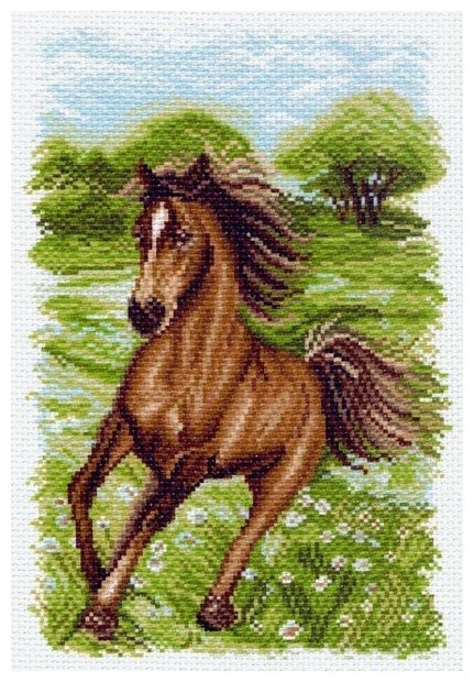Пейзаж с лошадью Рисунок на канве 28/37 28х37 (19х29) Матренин Посад 1536 28х37 (19х29) Матренин Посад 1536