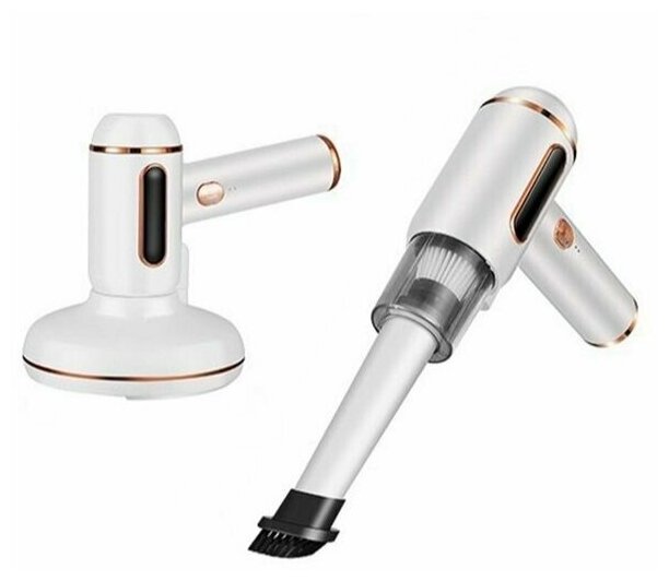 фото Портативный минипылесос для дома и автомобиля, переносной, маленький, USB питание, 3 насадки для мебели и сидений машины, светодиодная подсветка