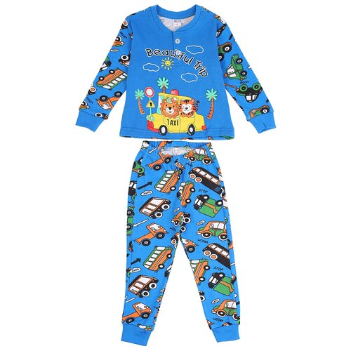 Пижама детская домашняя хлопковая для мальчика штаны и кофта для сна с принтом, BEAUTFUL TRIP размер 1/86