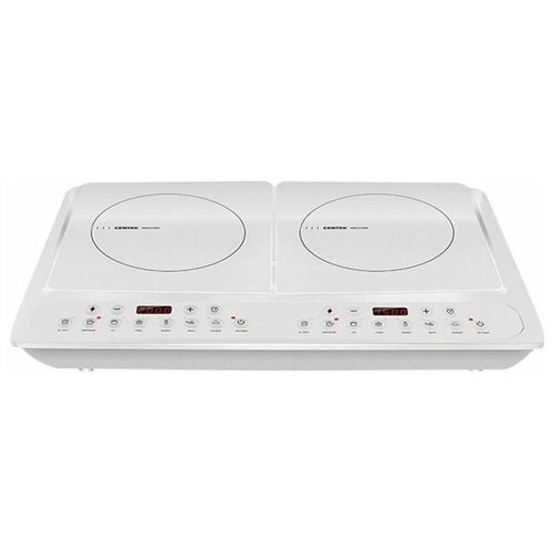 Плитка индукционная Centek CT-1514 White, 3500Вт, 2 конф, 8 наст мощ-ти, 7 прогр, таймер, LED