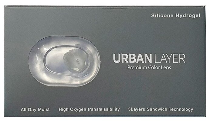 Цветные контактные линзы Urban Layer Cloud Blue, -4.75 / 14 / 8.6, голубой, 2 шт.