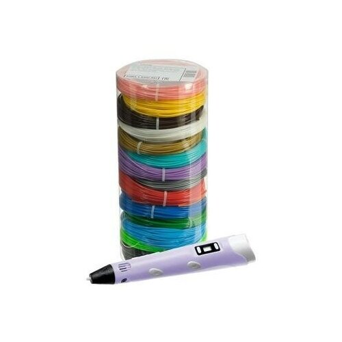 Комплект в тубусе 3Д ручка NIT-Pen2 фиолетовая + пластик PLA 15 цветов по 10 метров 4737242 .