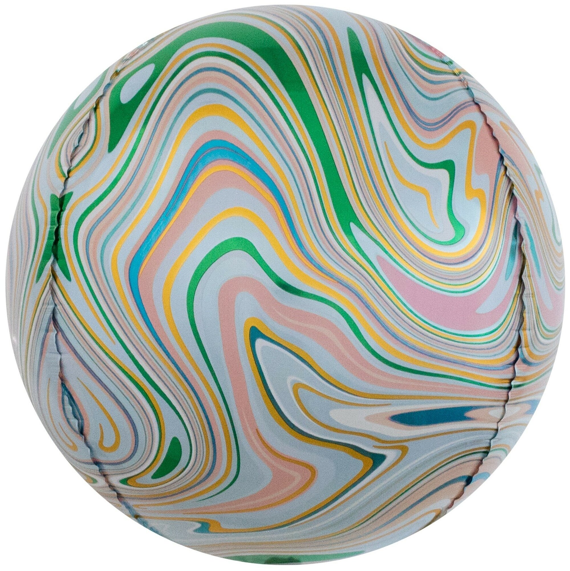 Шар 3D (24'/61 см) Сфера, Мраморная иллюзия, Разноцветный, Агат, 1 шт.