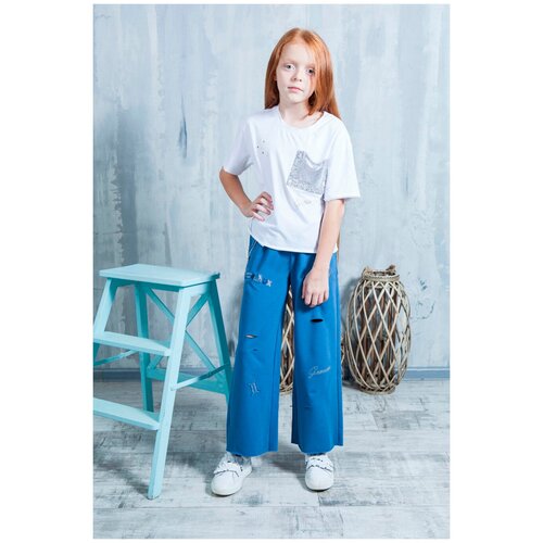 фото Футболка deloras, хлопок, трикотаж, стрейч, размер 152, белый