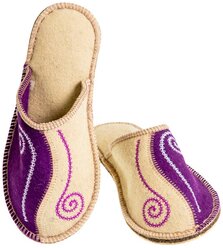 Тапочки Burunduk закрытые "Сирень" женские, белый, лаванда, 24 (размер обуви 38)