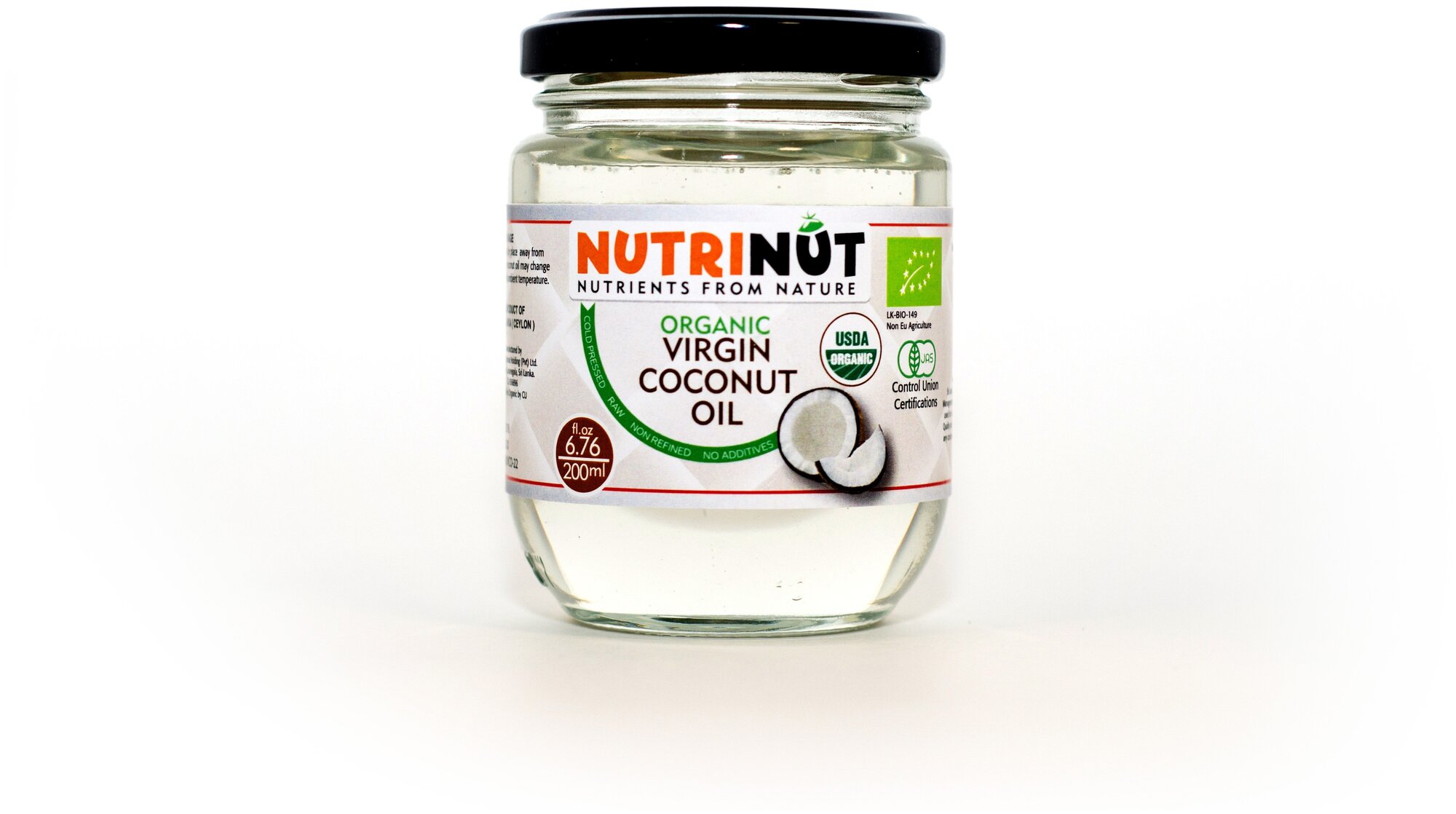 NUTRINUT, кокосовое масло organic virgin coconut oil. Пищевое 200 мл.