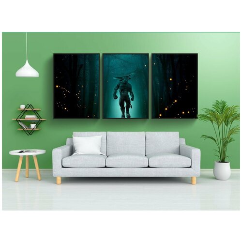 фото Набор модулных постеров для интерьера "минотавр, бык, чудовище" 60x90 см. в тубусе, без рамки lotsprints