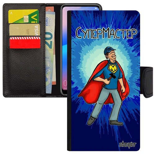 фото Противоударный чехол книжка на мобильный // samsung galaxy a50 // "супермастер" комикс супергерой, utaupia, синий
