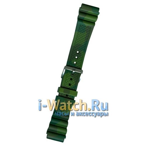 Ремешок Bonetto Cinturini, фактура матовая, тиснение, размер 22/20 M, зеленый