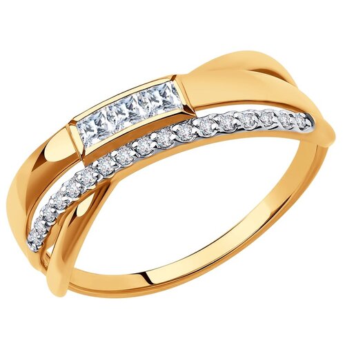 фото Sokolov кольцо из золота с фианитами 018439, размер 18.5