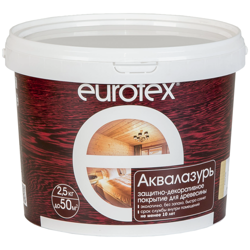 Защитно-декоративное покрытие для дерева Eurotex Аквалазурь, полуглянцевое, 0,9 кг, канадский орех