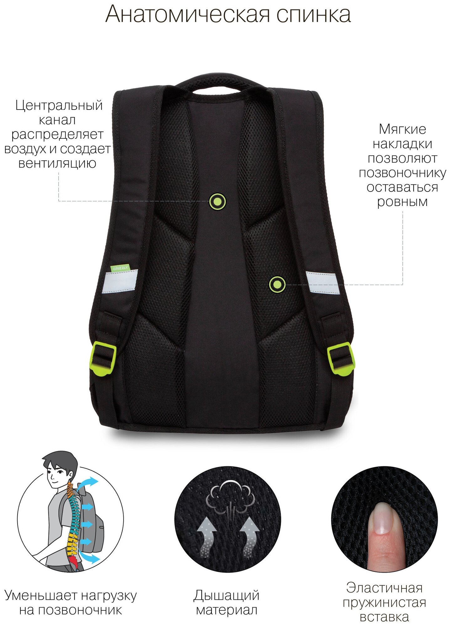 Рюкзак молодежный с карманом для ноутбука 13", анатомической спинкой, для девочки, женский RD-246-1/1