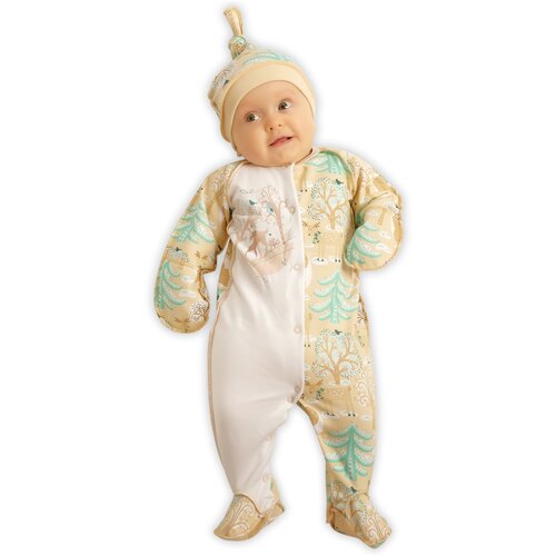 фото Комбинезон нательный для малыша babyglory "зимняя сказка" швы наружу (футер с начесом) бежевый 18-56