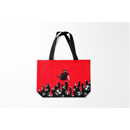 фото Сумка-шоппер / 46х35 см / праздники / хэллоуин what cat burnettie