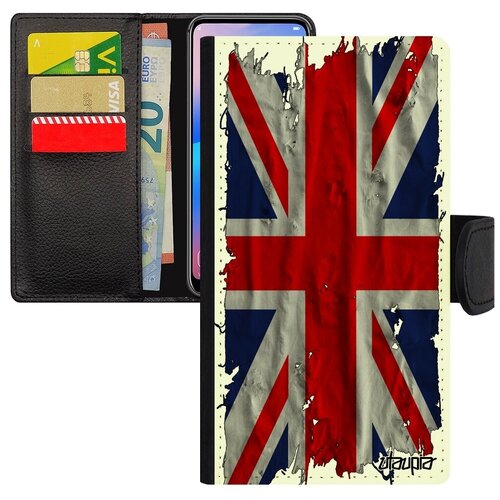 фото Красивый чехол книжка для телефона // apple iphone 8 plus // "флаг английский на ткани" дизайн стиль, utaupia, белый