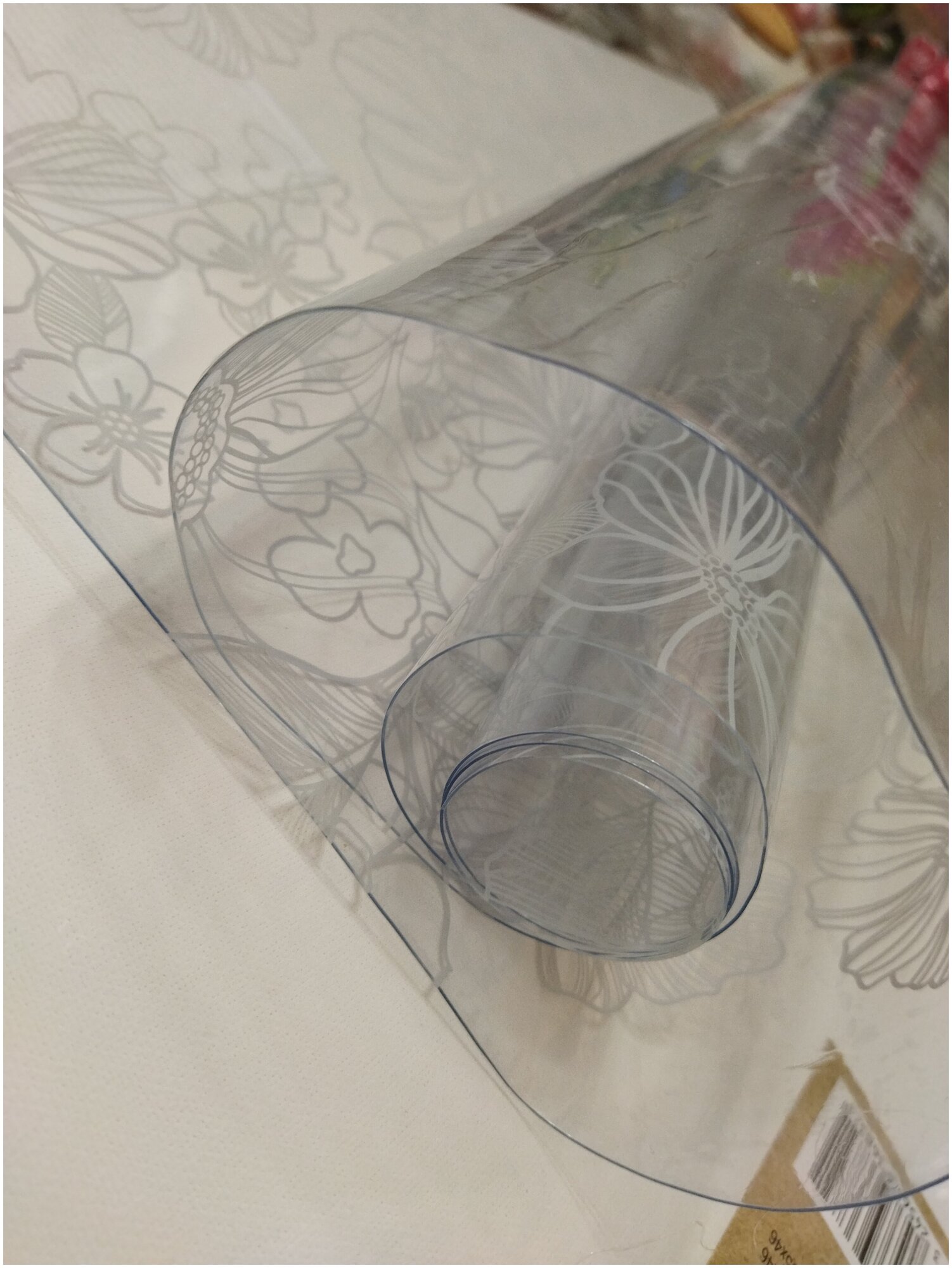 Скатерть прозрачная с рисунком силиконовая на стол / гибкое стекло / ПВХ пленка / клеенка на кухню 120*80 см