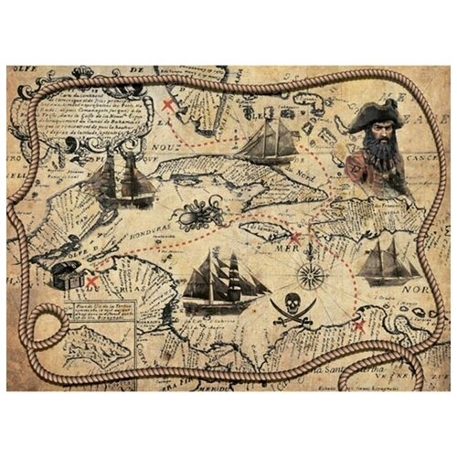 Рисовая бумага для декупажа Craft Premier Пиратская карта, формат А4 