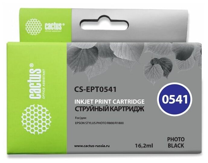 Картридж струйный Cactus CS-EPT0541 T0541 черный (16.2мл) для Epson Stylus Photo R800/R1800