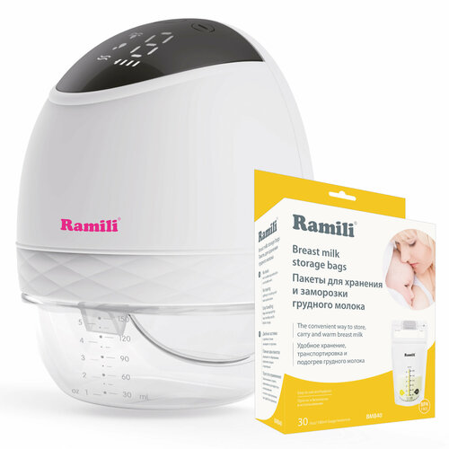 Электрический молокоотсос SE500 + пакеты для грудного молока Ramili Baby BMB40