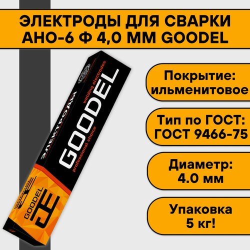 Электроды для сварки АНО-6 ф 4,0 мм (5 кг) Goodel электроды для сварки ано 36 ф 4 0 мм 5 кг спецэлектрод