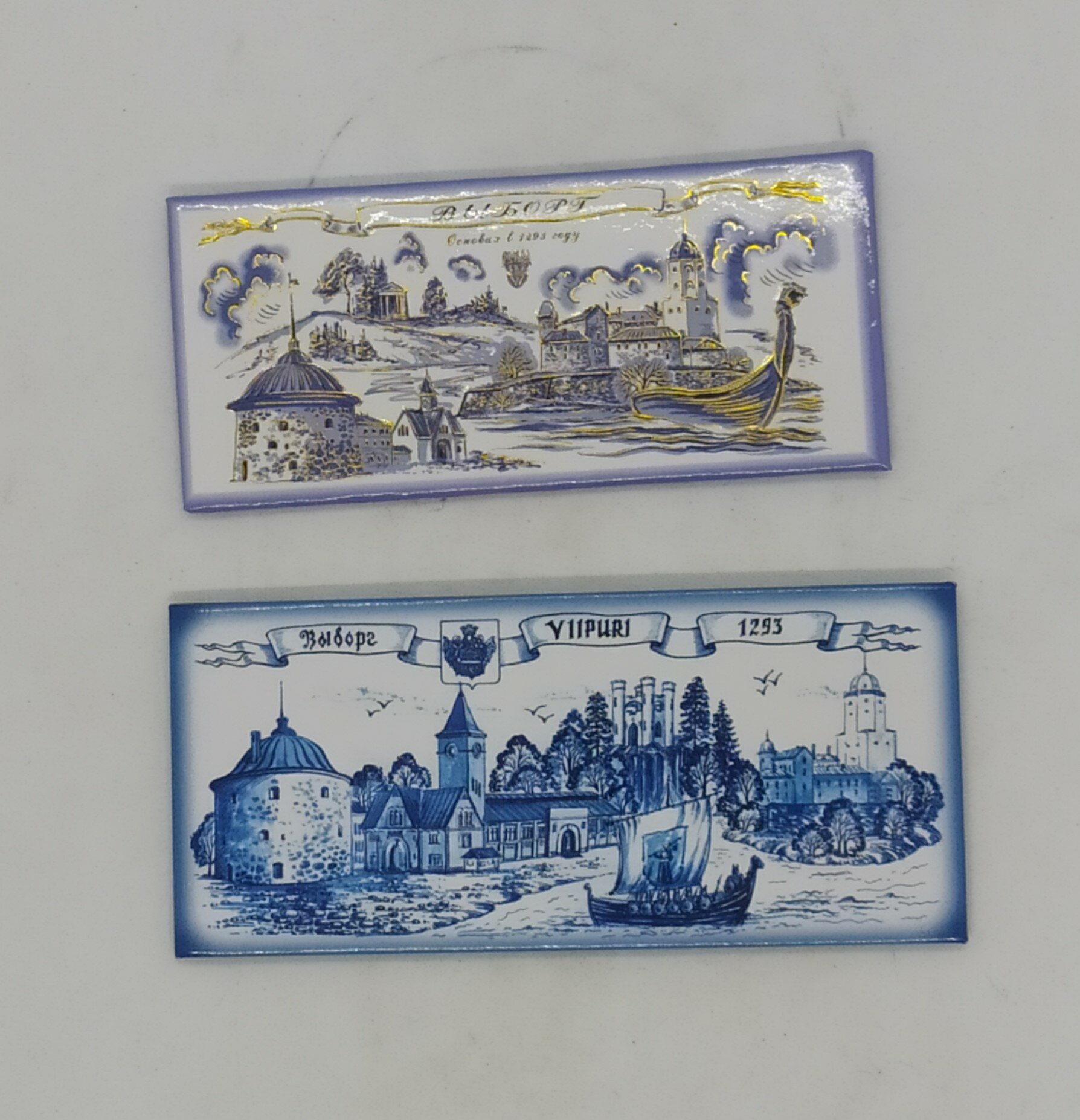 Набор сувенирных магнитов "выборг. Гжель " 2 штуки — фото 1