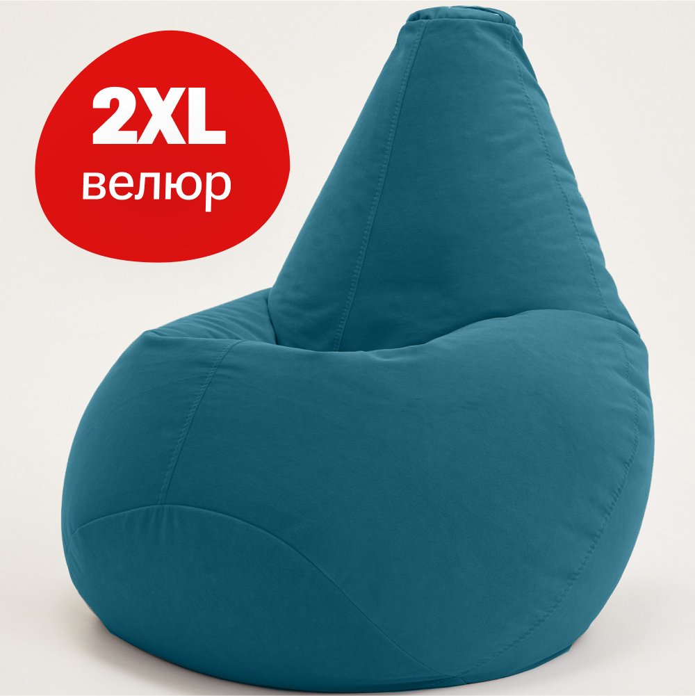 Bean Joy кресло-мешок Груша, размер ХXL, мебельный велюр, глубокая бирюза